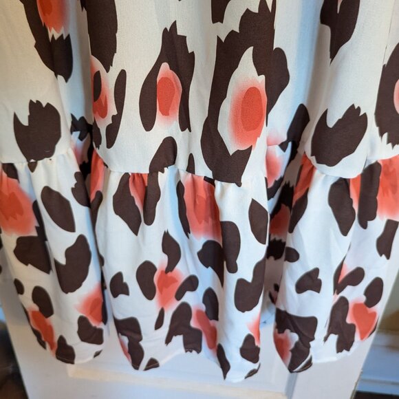 Boho Chic Pink Coral & Brown Leopard Dress - XL - Picture 4 of 5